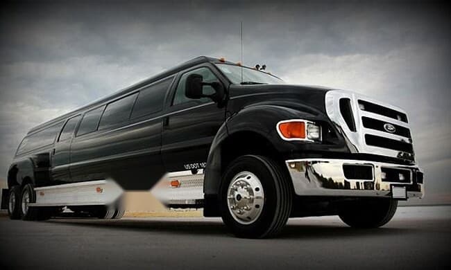 Black party bus, full side exterior, Montreal